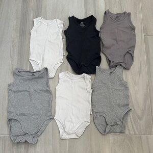 H&M Honest Baby Clothing 3-6M 9M 18M Kids Bodysuit Set - Black, Gray, and White